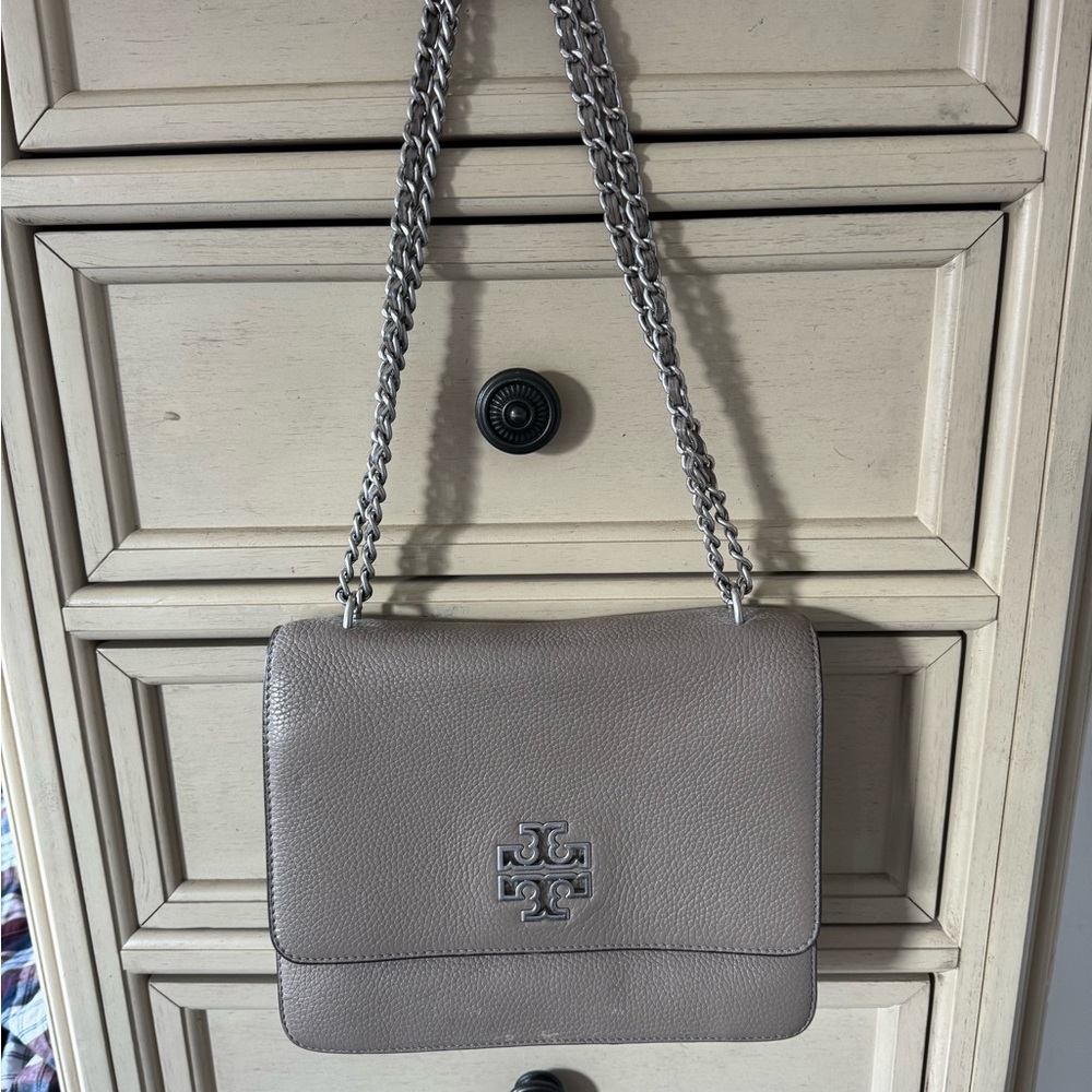 Tory Burch Taupe Leather Shoulder Bag